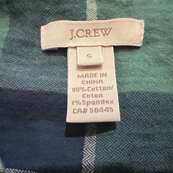 J. Crew plaid flannel button pullover long sleeve top green blue size small - Picture 4 of 7